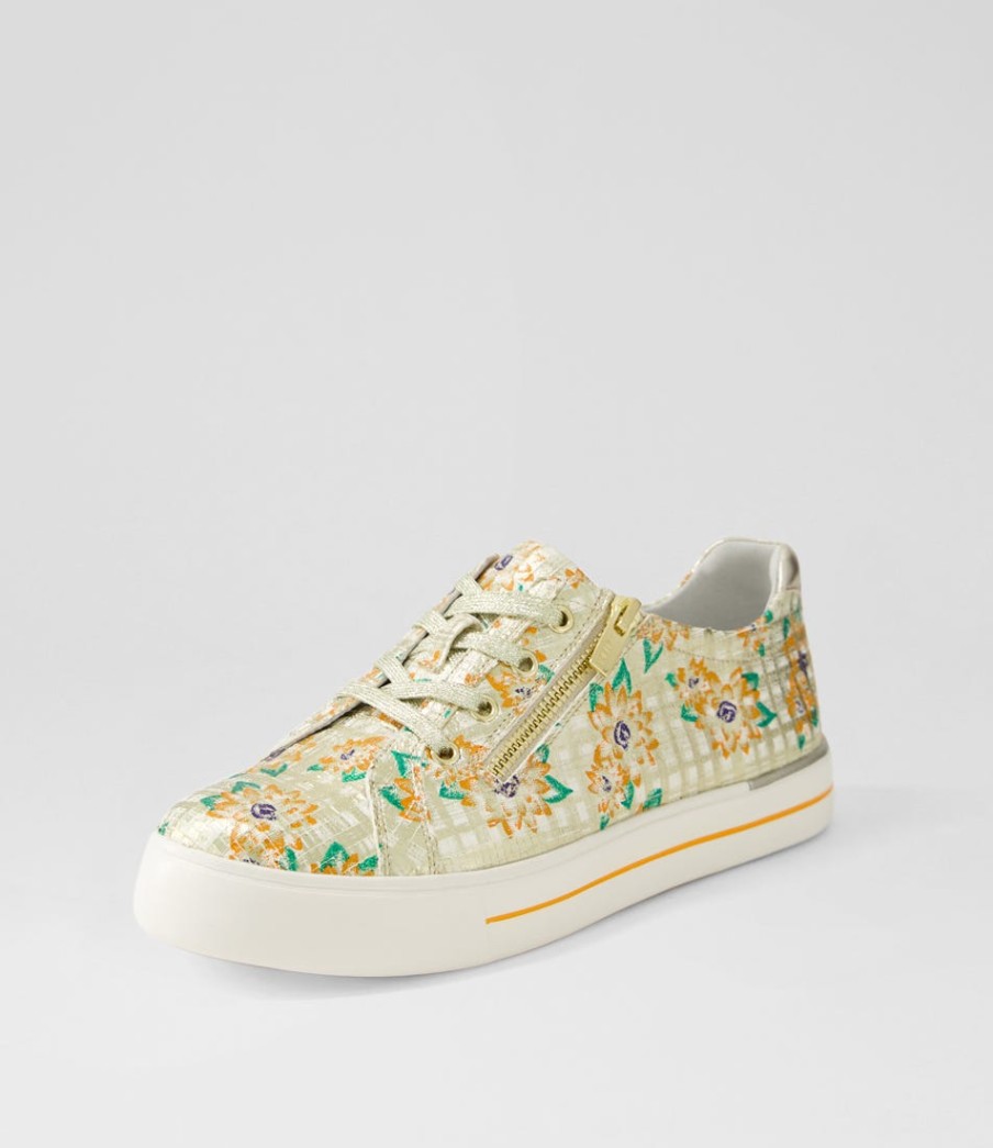 ZIERA Audry W Orange Cut Pale Gold Leather Sneakers | Sneakers