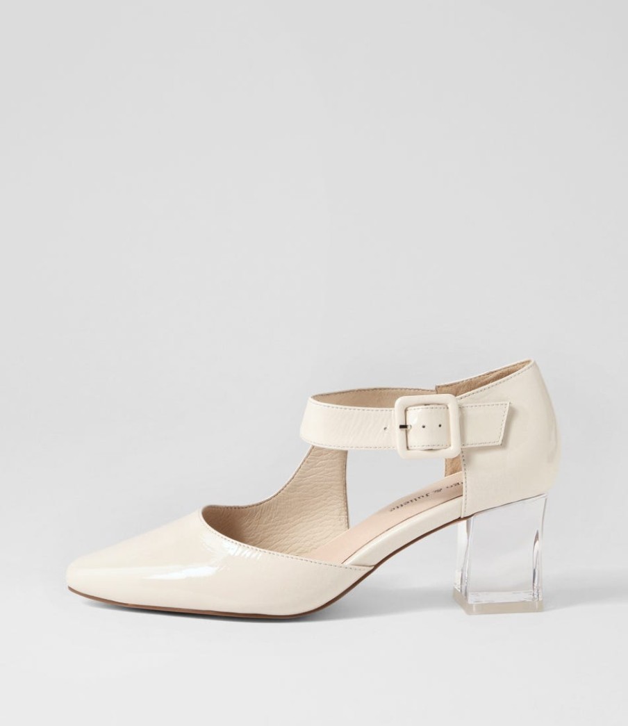 DJANGO & JULIETTE Happie Ivory Patent Leather Heels | Heels