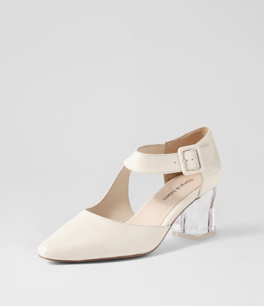 DJANGO & JULIETTE Happie Ivory Patent Leather Heels | Heels