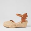 DJANGO & JULIETTE Rastan Natural Dark Tan Synthetic Raffia Leather Wedges | Espadrilles