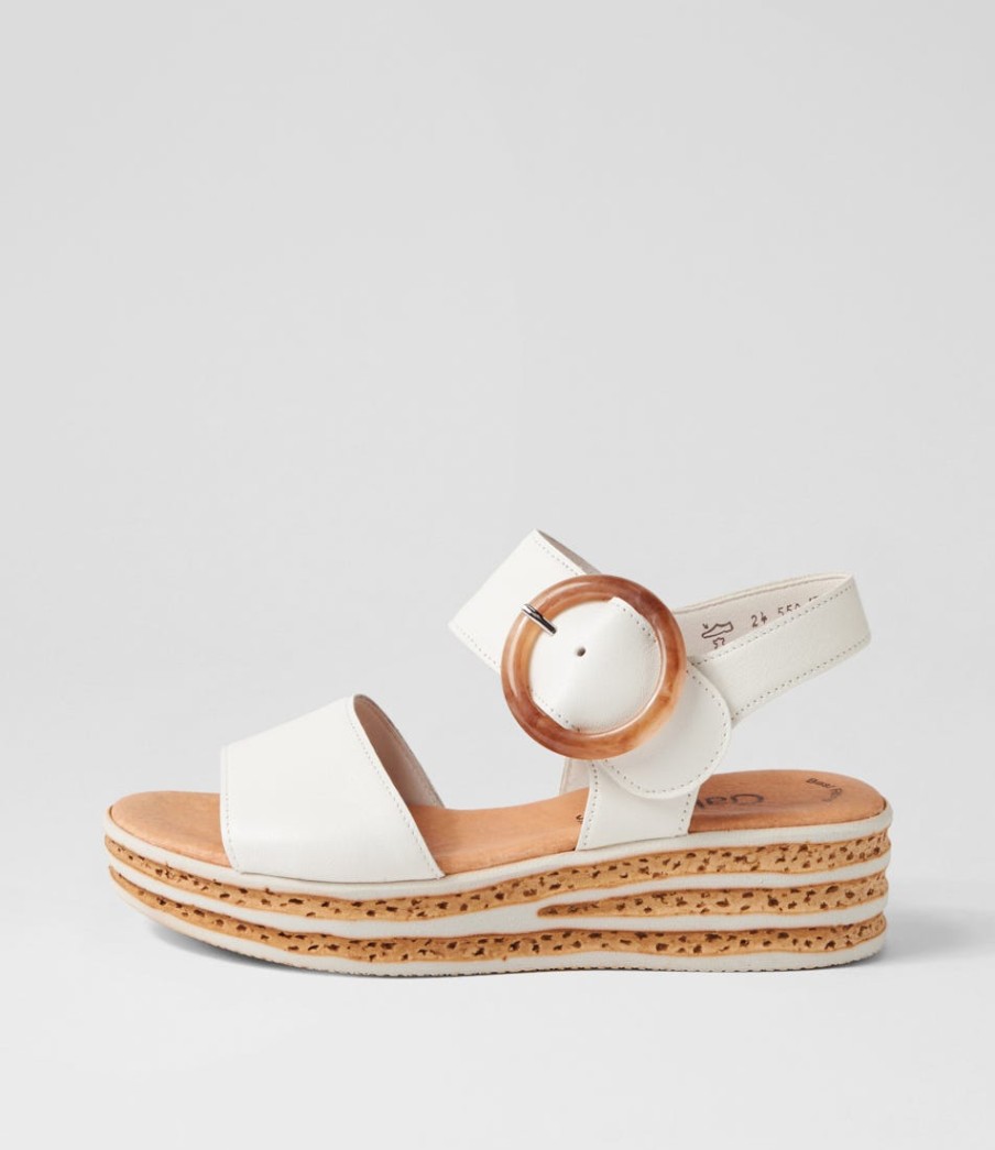 GABOR Jale Latte Leather Sandals | Comfort