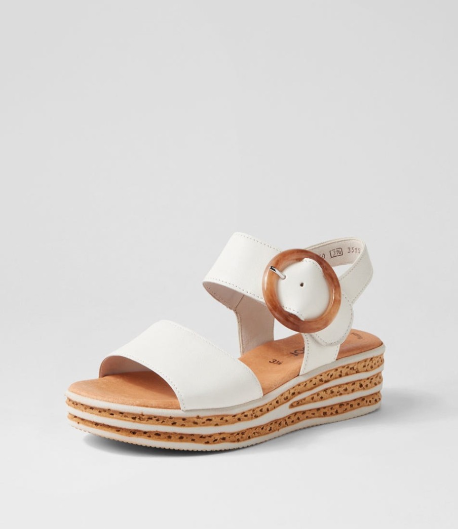 GABOR Jale Latte Leather Sandals | Comfort