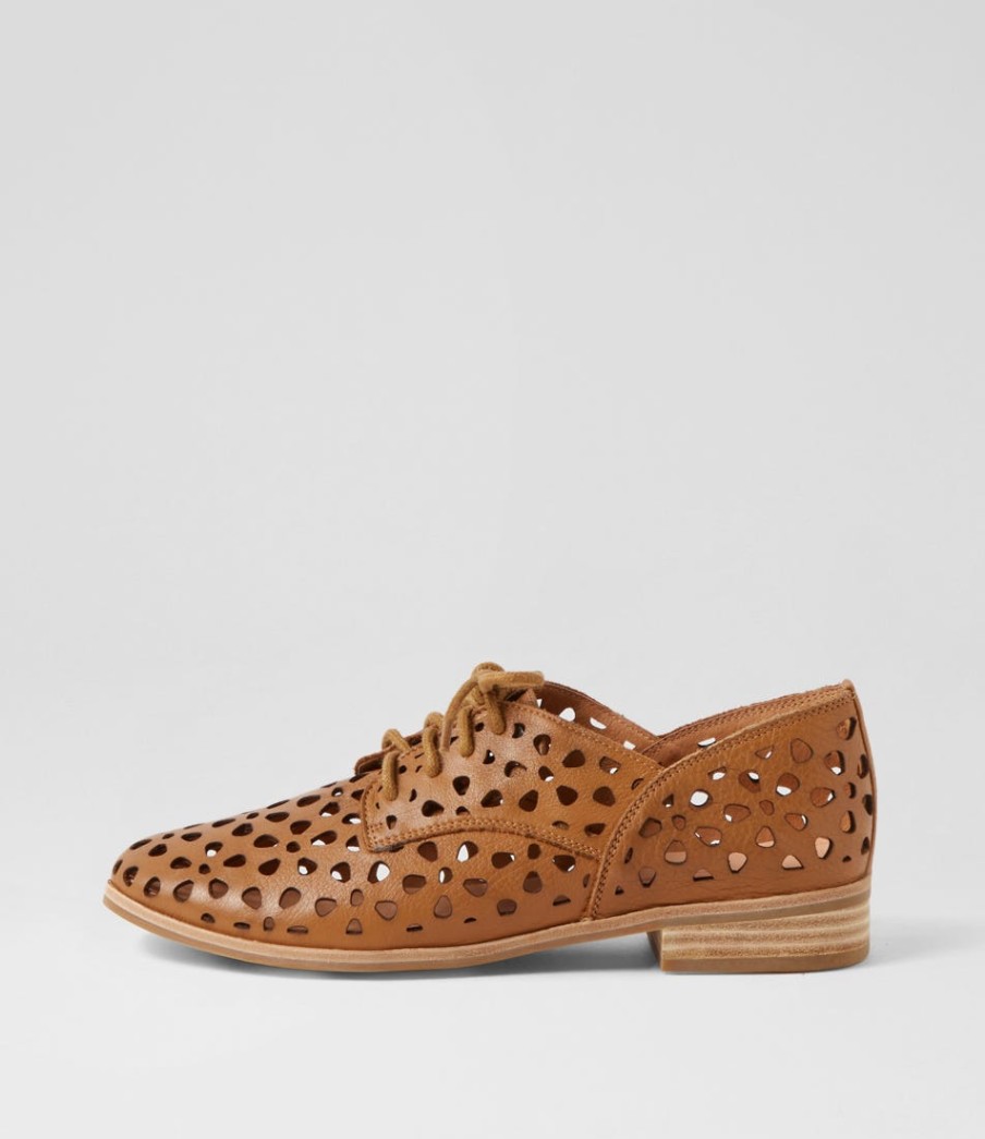 MOLLINI Quorgy Dark Tan Leather Lace Up Flats | Flats