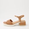 DJANGO & JULIETTE Pascha Tan Weave Leather Sandals Ws | Heels