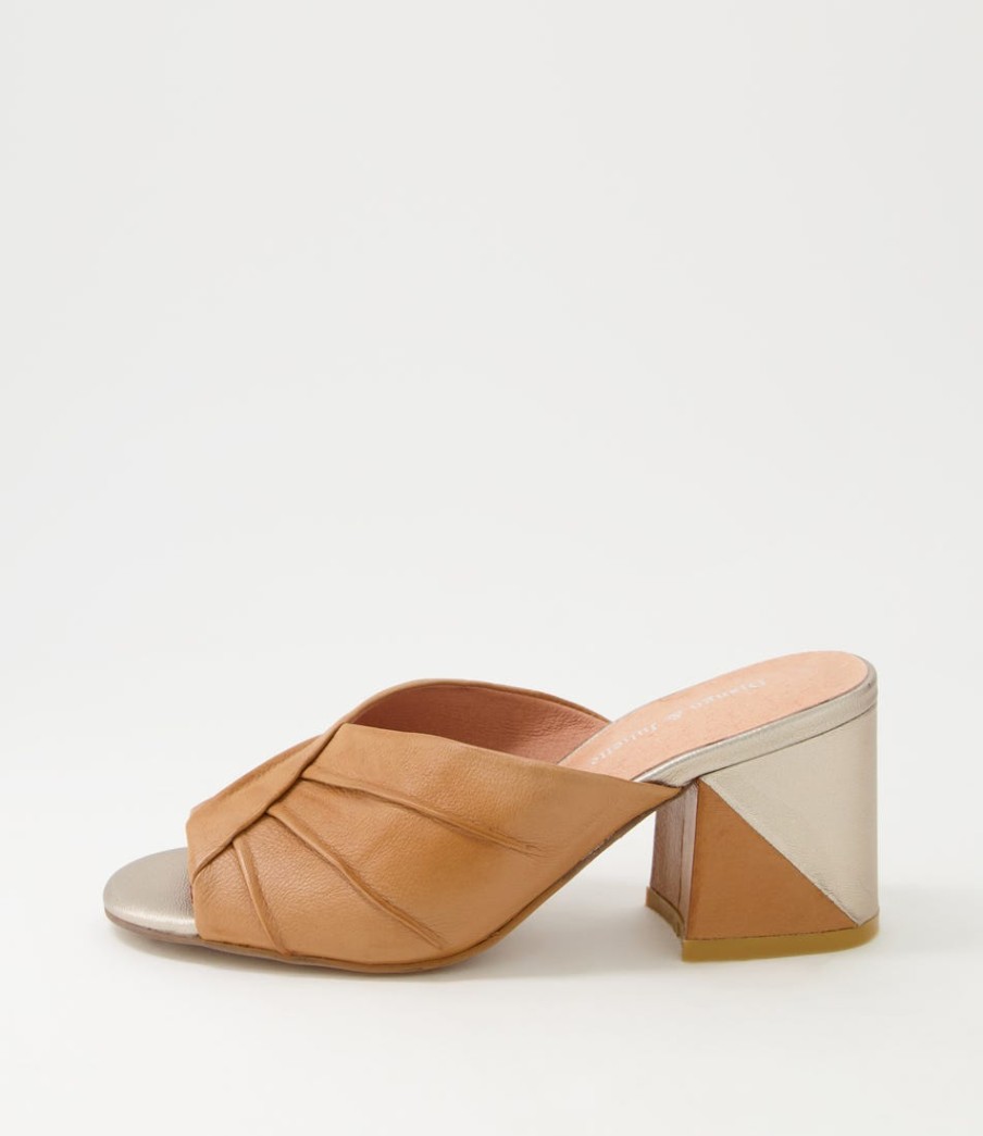 DJANGO & JULIETTE Vachel Tan Leather Mules | Heels