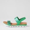 DJANGO & JULIETTE Leeka Emerald Shine Elastic Leather Sandals | Wedges