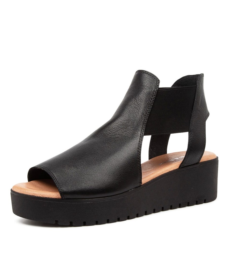 DJANGO & JULIETTE Ozie Black-Tan Leather | Wedges