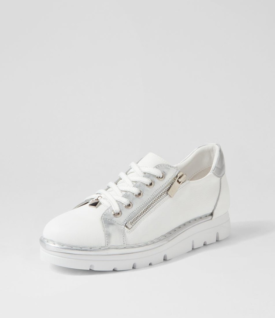 TOP END Elos White Silver Leather Sneakers | Sneakers