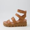 DJANGO & JULIETTE Rhean Dark Tan Leather Sandals | Wedges