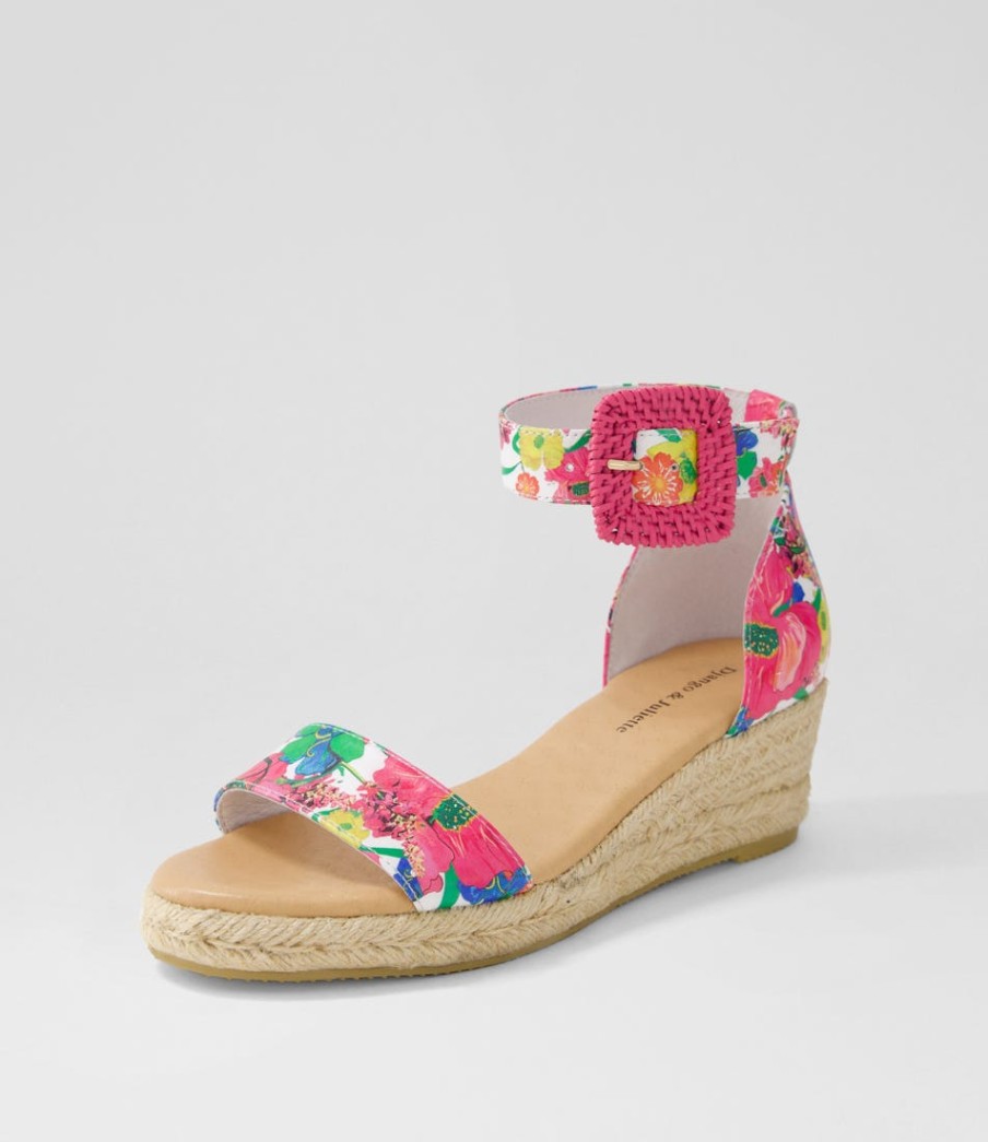 DJANGO & JULIETTE Sprout White Flowermania Leather Espadrilles | Espadrilles