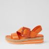 DJANGO & JULIETTE Atory Bright Orange Leather Sandals | Espadrilles