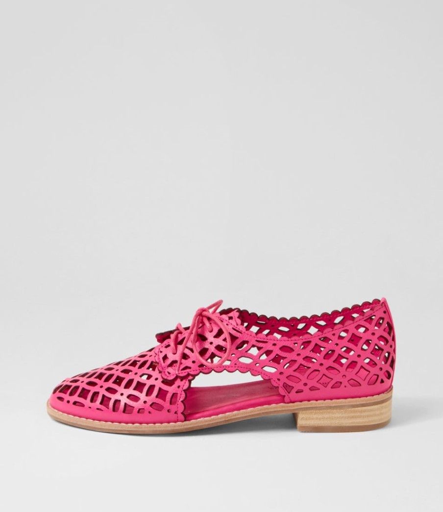 DJANGO & JULIETTE Addyst Hot Pink Leather Lace Up Flats | Flats