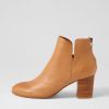 DJANGO & JULIETTE Duriel Dark Tan Natural Heel Leather Ankle Boots | Boots