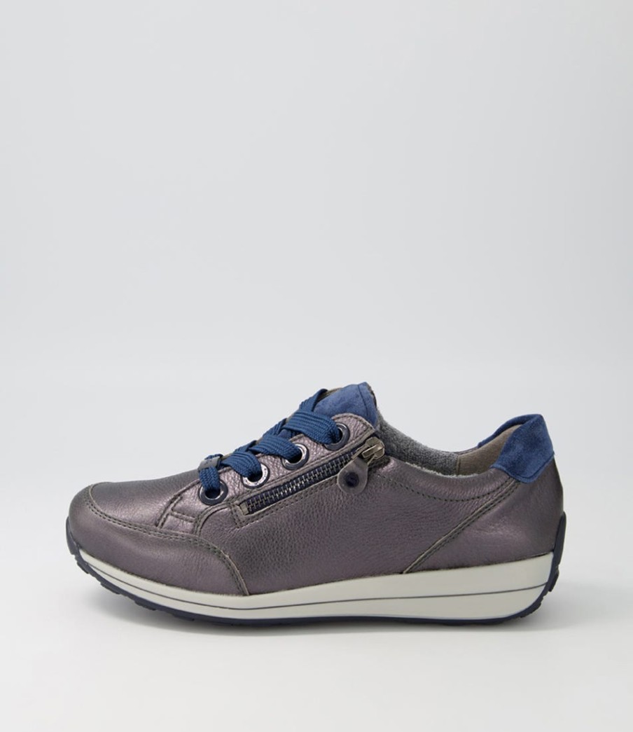 ARA Osaka 87 Anthrazit Indigo Leather Suede Sneakers | Comfort