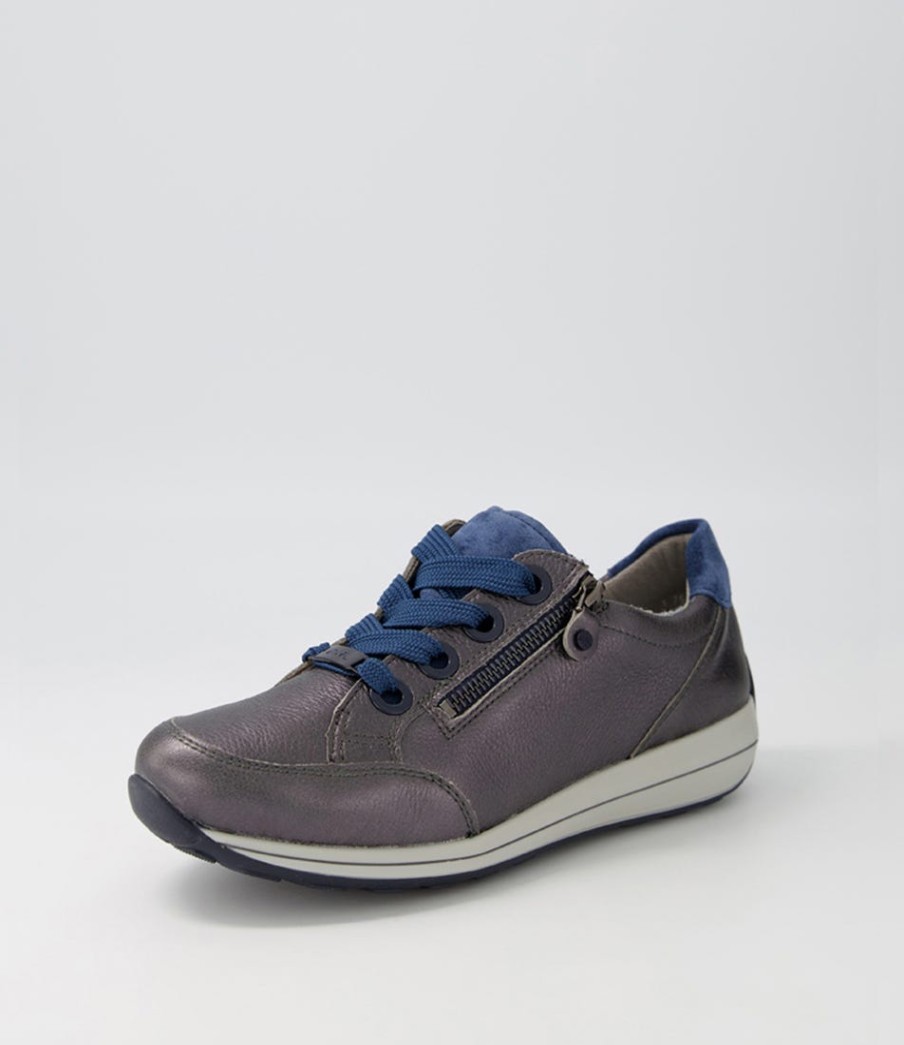 ARA Osaka 87 Anthrazit Indigo Leather Suede Sneakers | Comfort