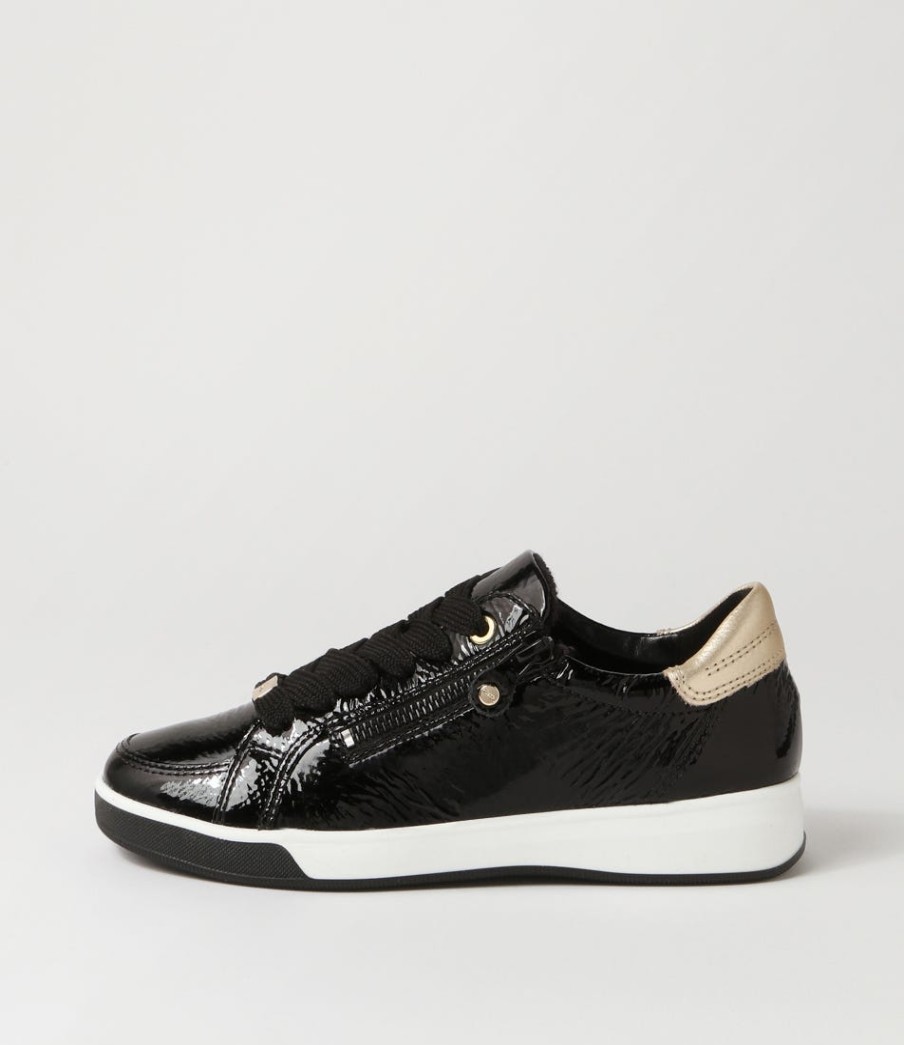 ARA Rom 32 Schwarz Platino Leather Sneakers | Comfort