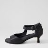 ZIERA Irunn Xw Black Leather Sandals | Heels