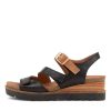 DJANGO & JULIETTE Babette Black Tan Leather Sandals | Wedges