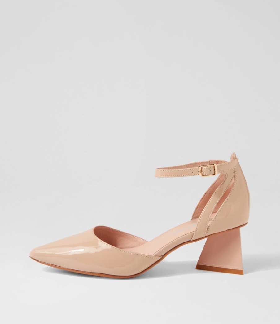 DJANGO & JULIETTE Illie Cappuccino Patent Leather Heels | Heels