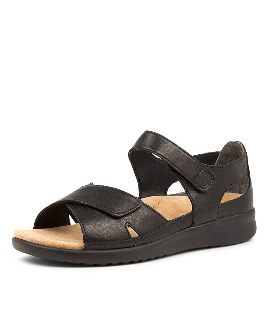 ZIERA Bronn Xw Blk-Blk Leather | Wedges