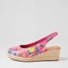 DJANGO & JULIETTE Saniarly Hot Pink Flowermania Leather Sandals | Espadrilles