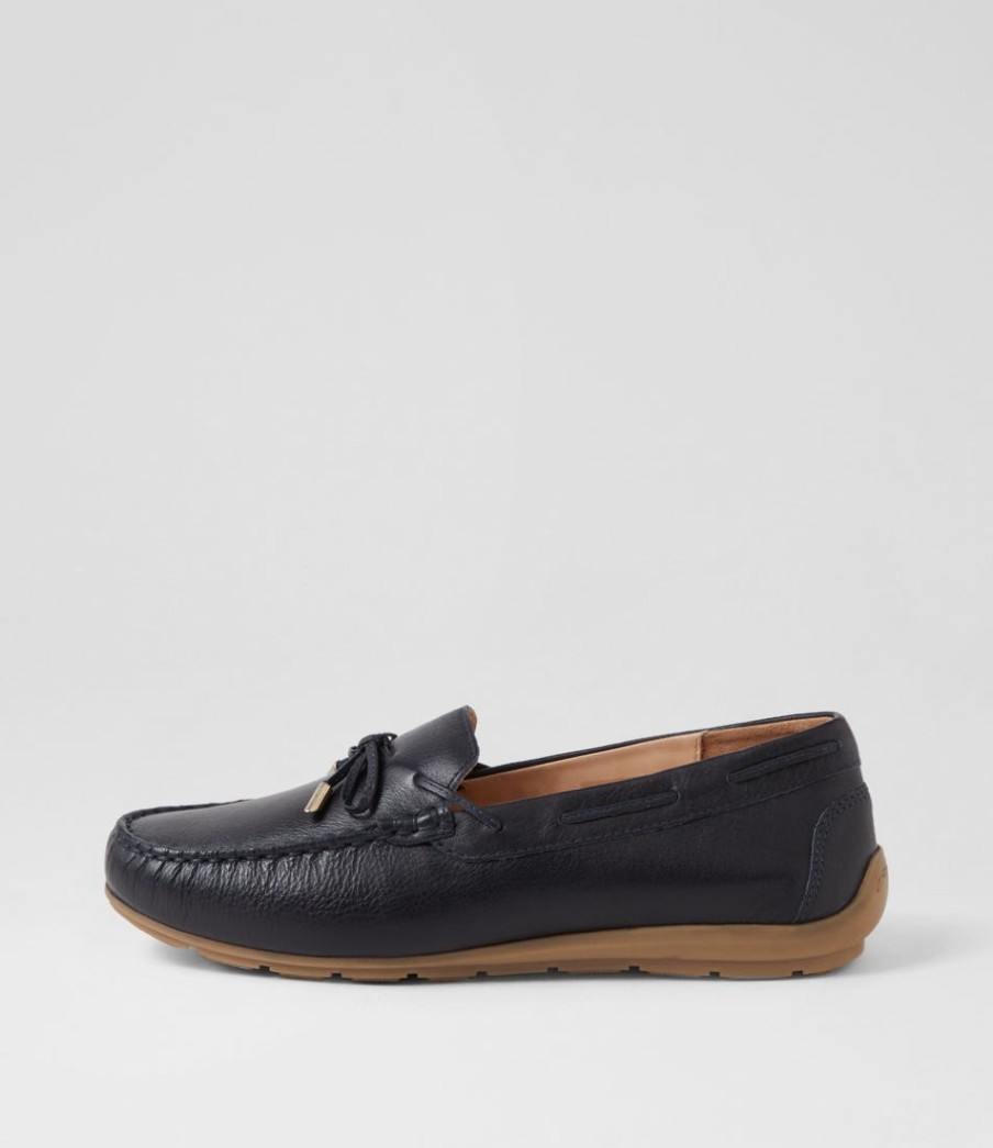 ARA Alabama Sport 12 Navy Leather Flat Shoes | Comfort