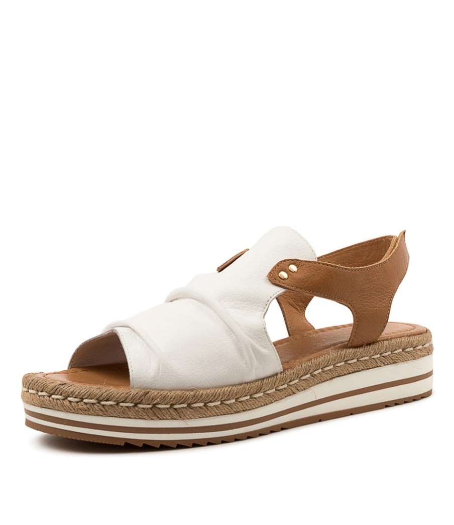 DJANGO & JULIETTE Alora Lrg White-Dk Tan | Espadrilles