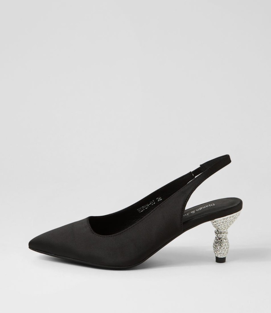 DJANGO & JULIETTE Espen Black Satin Heels | Heels