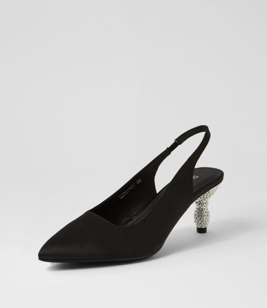 DJANGO & JULIETTE Espen Black Satin Heels | Heels