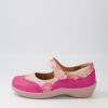 ZIERA Gummibear W Fuchsia Pinwheel Leather Flat Shoes | Comfort