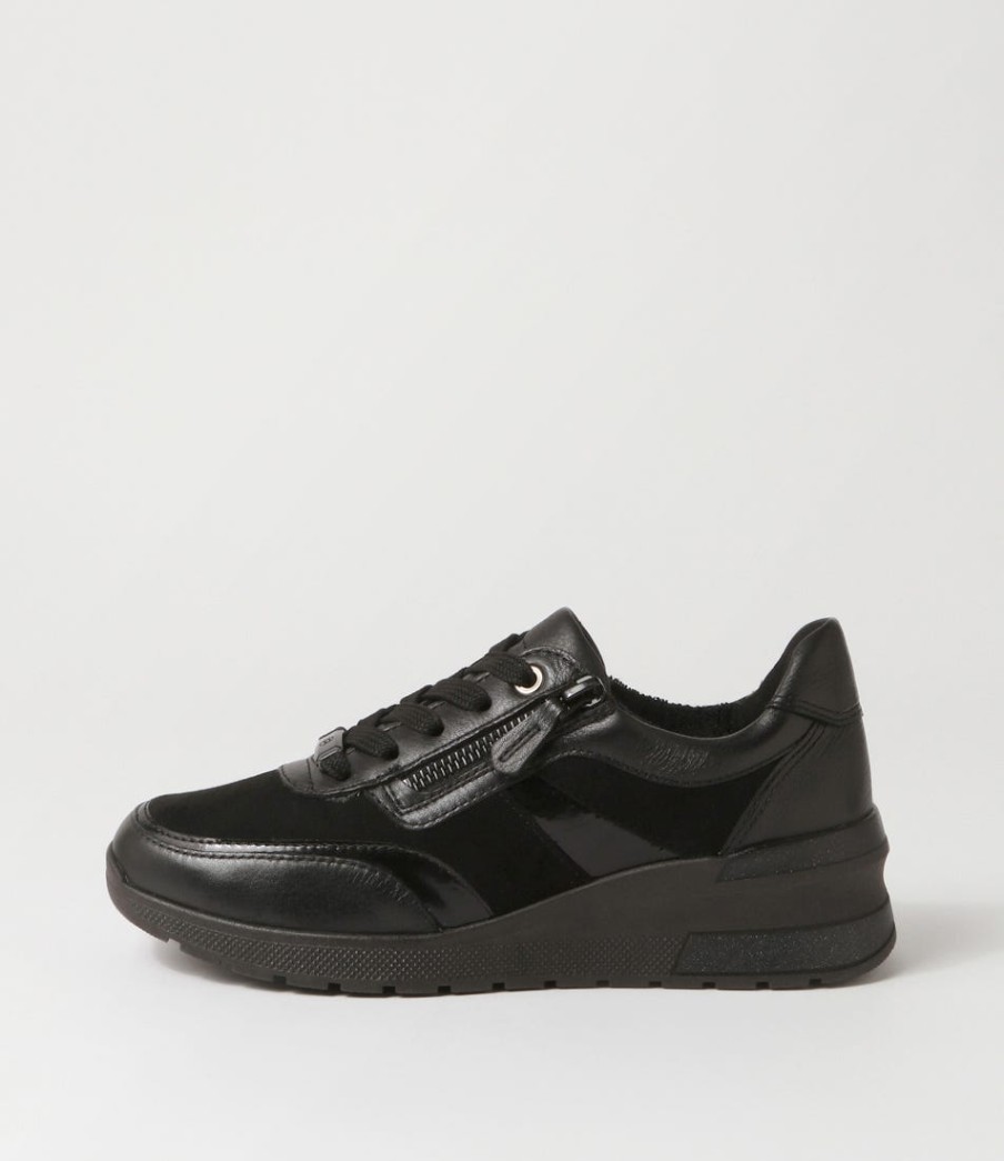 ARA Neapel 14 Schwarz Leather Suede Sneakers | Comfort