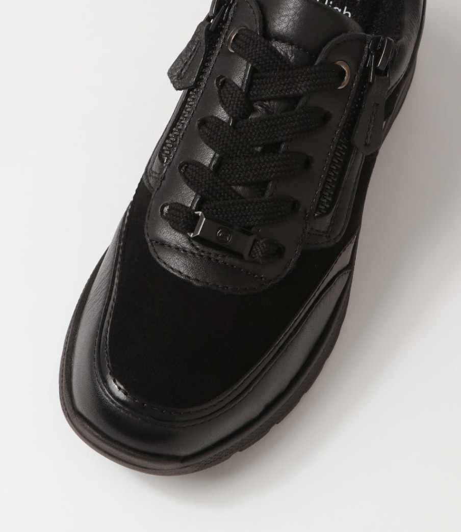 ARA Neapel 14 Schwarz Leather Suede Sneakers | Comfort