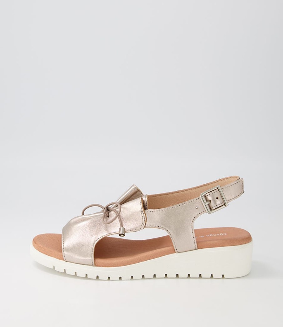 DJANGO & JULIETTE Malika Platino White Leather Sandals | Wedges