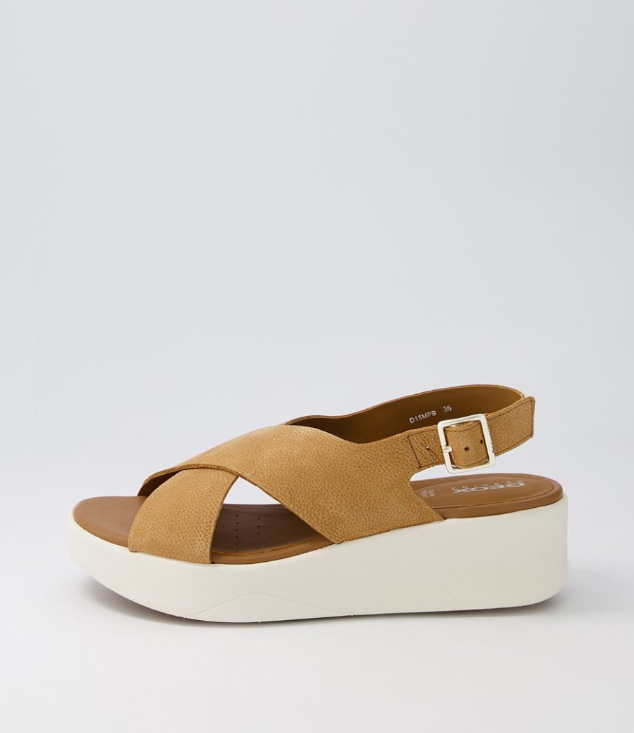 GEOX D Laudara B Cognac Nubuck Sandals | Comfort