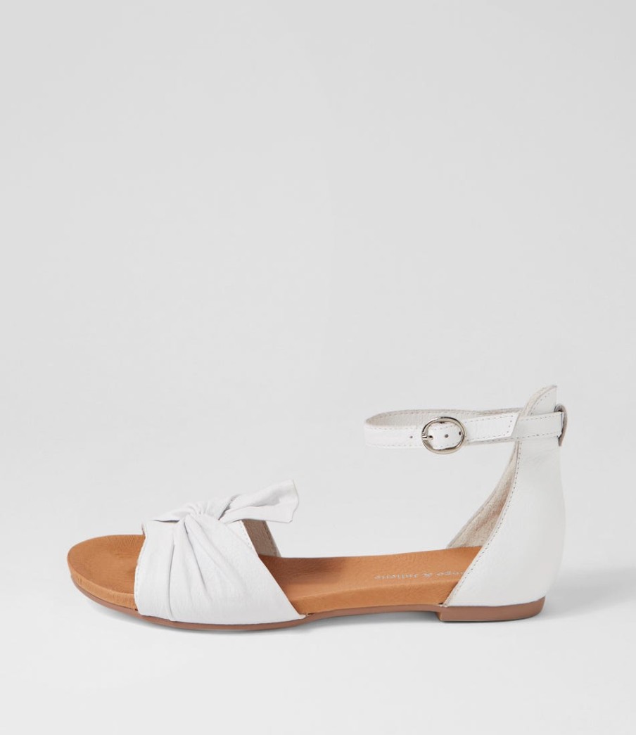 DJANGO & JULIETTE Jimeta White Leather Sandals | Flats