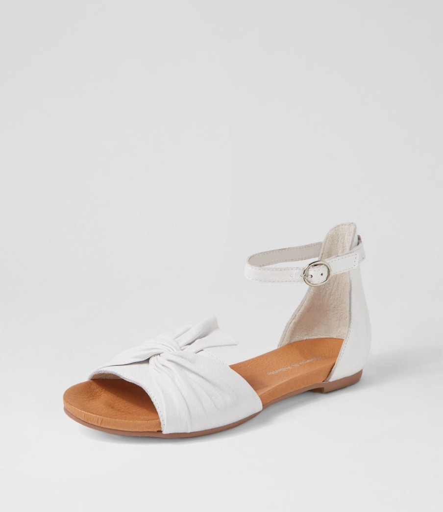 DJANGO & JULIETTE Jimeta White Leather Sandals | Flats