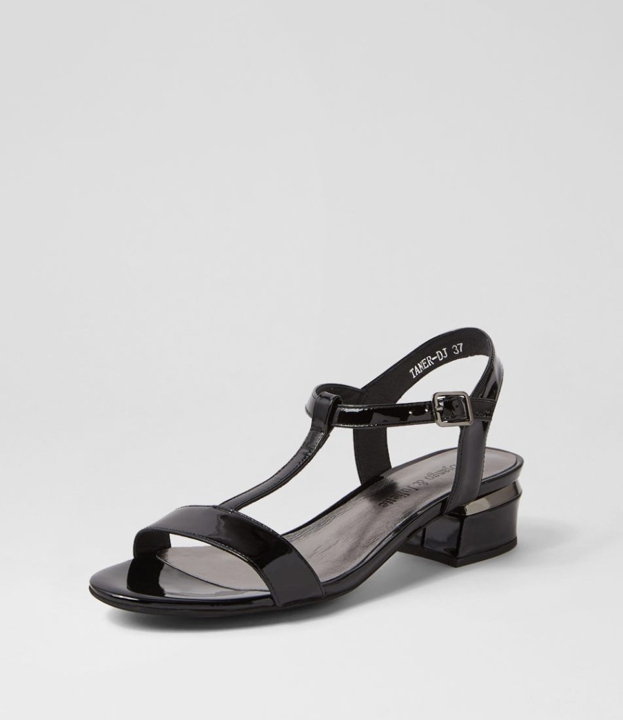 DJANGO & JULIETTE Taner Black Patent Leather Sandals | Flats