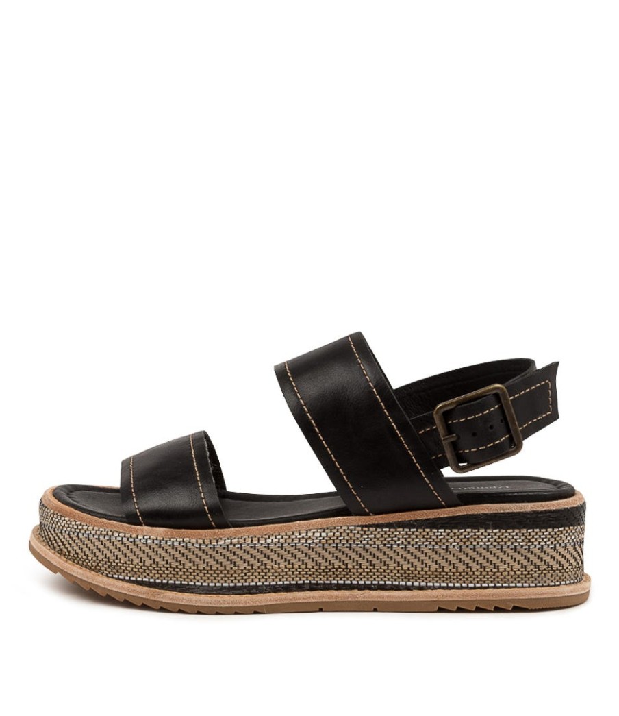 DJANGO & JULIETTE Vijay Black Leather | Espadrilles