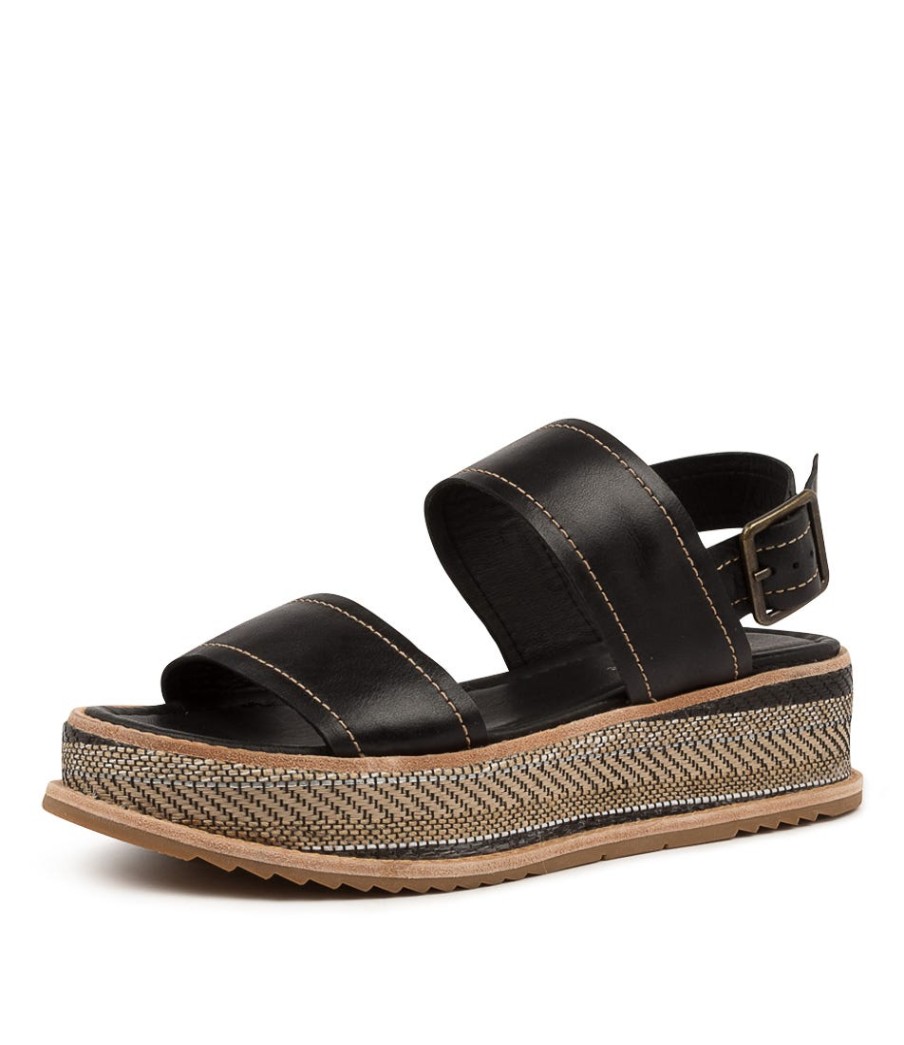 DJANGO & JULIETTE Vijay Black Leather | Espadrilles