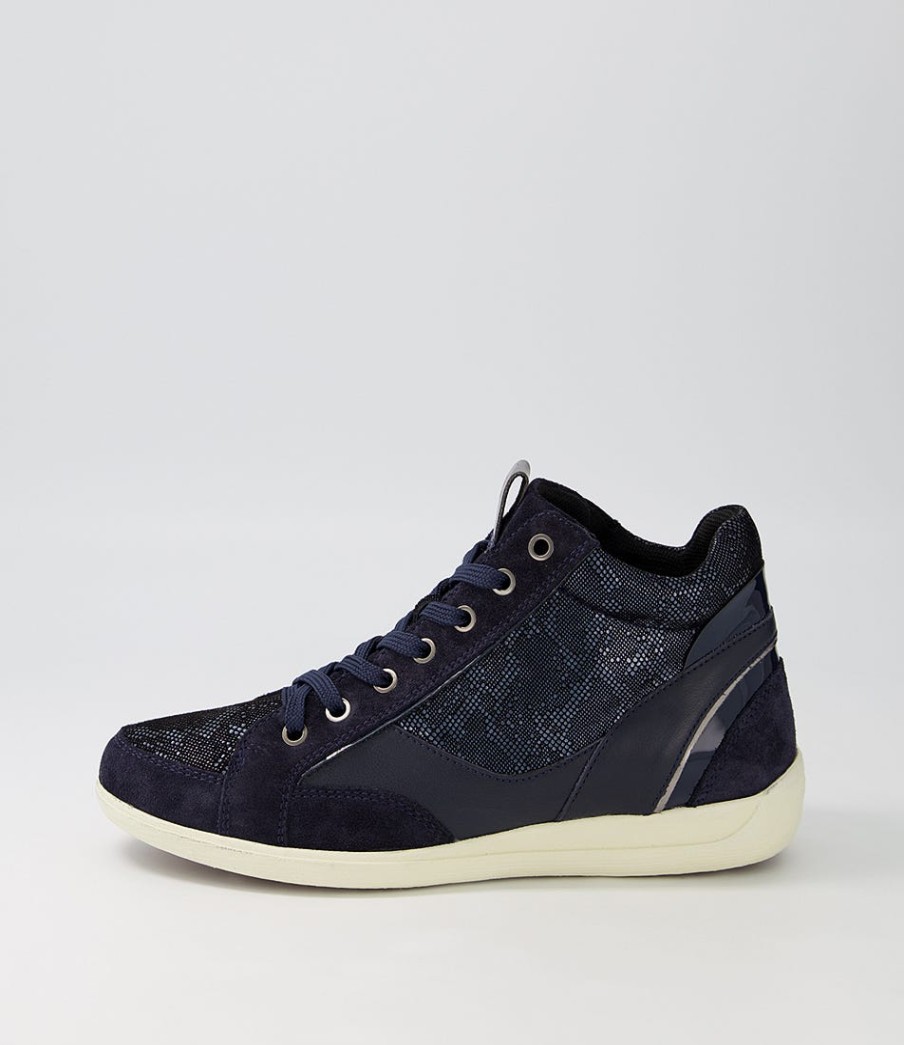 GEOX D Myria A Navy Blue Suede Leather Sneakers | Comfort