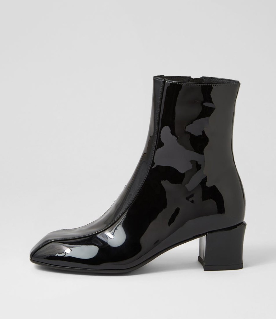 TOP END Eshal Black Patent Leather Ankle Boots | Boots