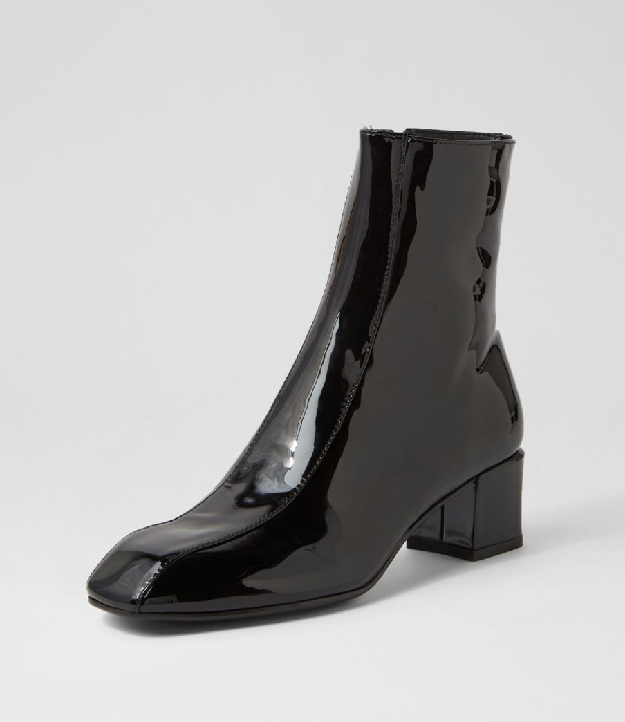 TOP END Eshal Black Patent Leather Ankle Boots | Boots