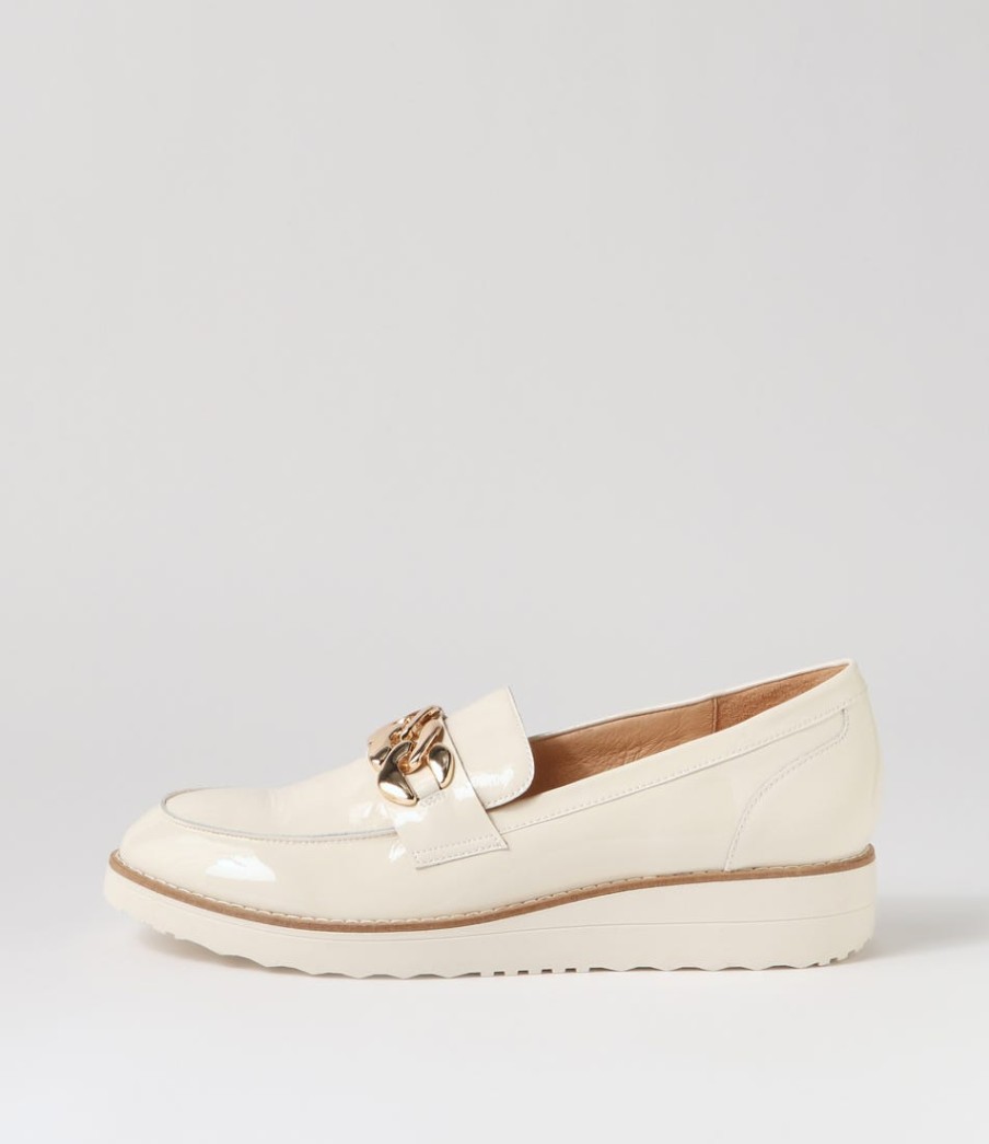 TOP END Ozama Ivory Patent Leather Loafers | Loafers