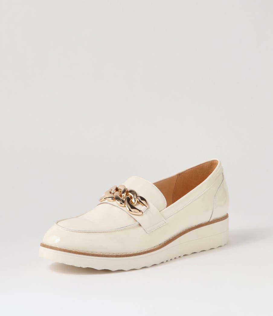 TOP END Ozama Ivory Patent Leather Loafers | Loafers