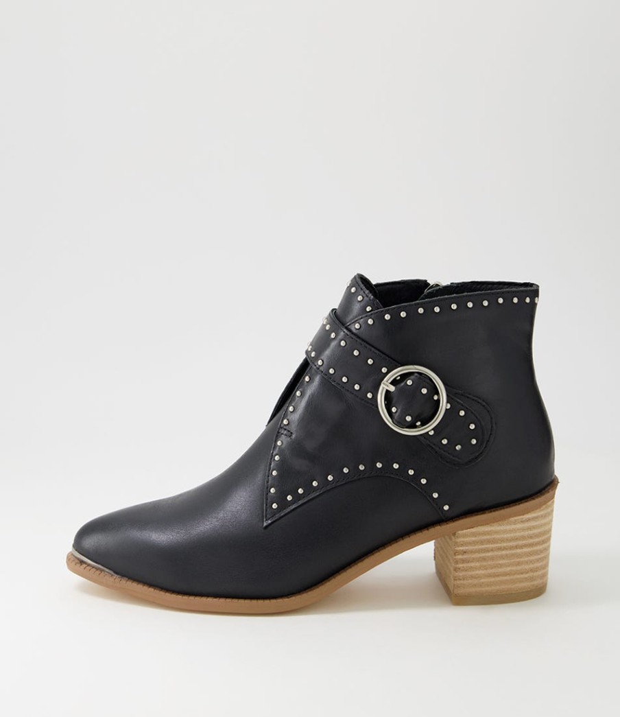 DJANGO & JULIETTE Hommes Black Natural Heel Leather Ankle Boots | Boots