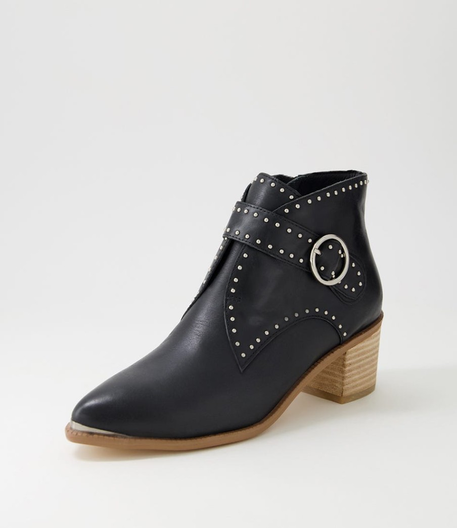 DJANGO & JULIETTE Hommes Black Natural Heel Leather Ankle Boots | Boots