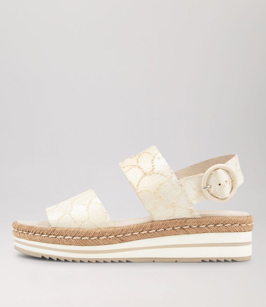 DJANGO & JULIETTE Atha White Frill Leather Espadrilles | Wedges