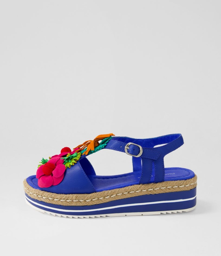 DJANGO & JULIETTE Abela Cobalt Multi Leather Sandals | Espadrilles