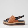 DJANGO & JULIETTE Ames Navy Dark Tan Leather Espadrilles | Espadrilles