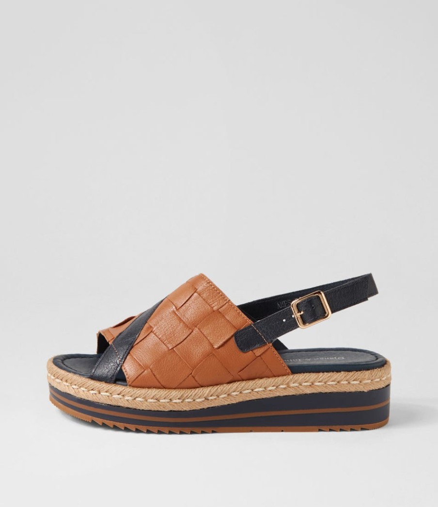 DJANGO & JULIETTE Ames Navy Dark Tan Leather Espadrilles | Espadrilles